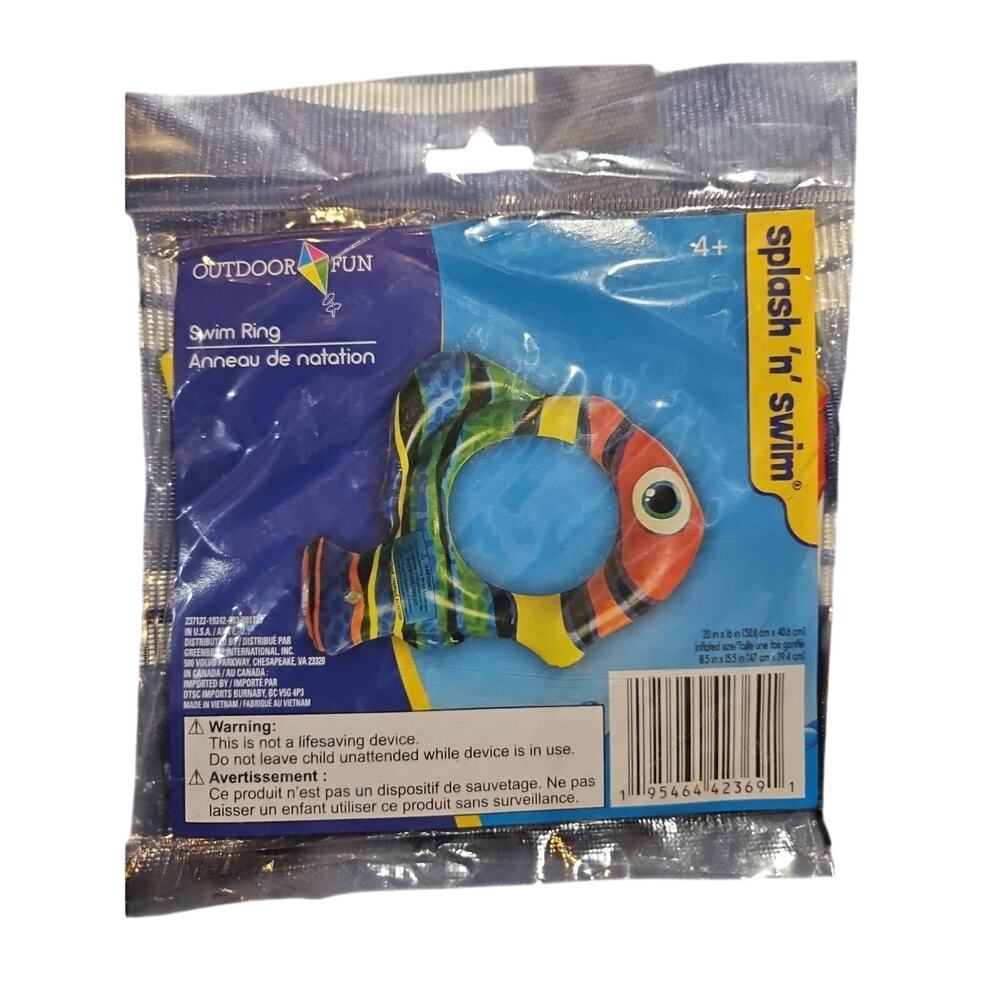 Outdoor Fun Swim Ring 16" x 20" Age 4+ NEW